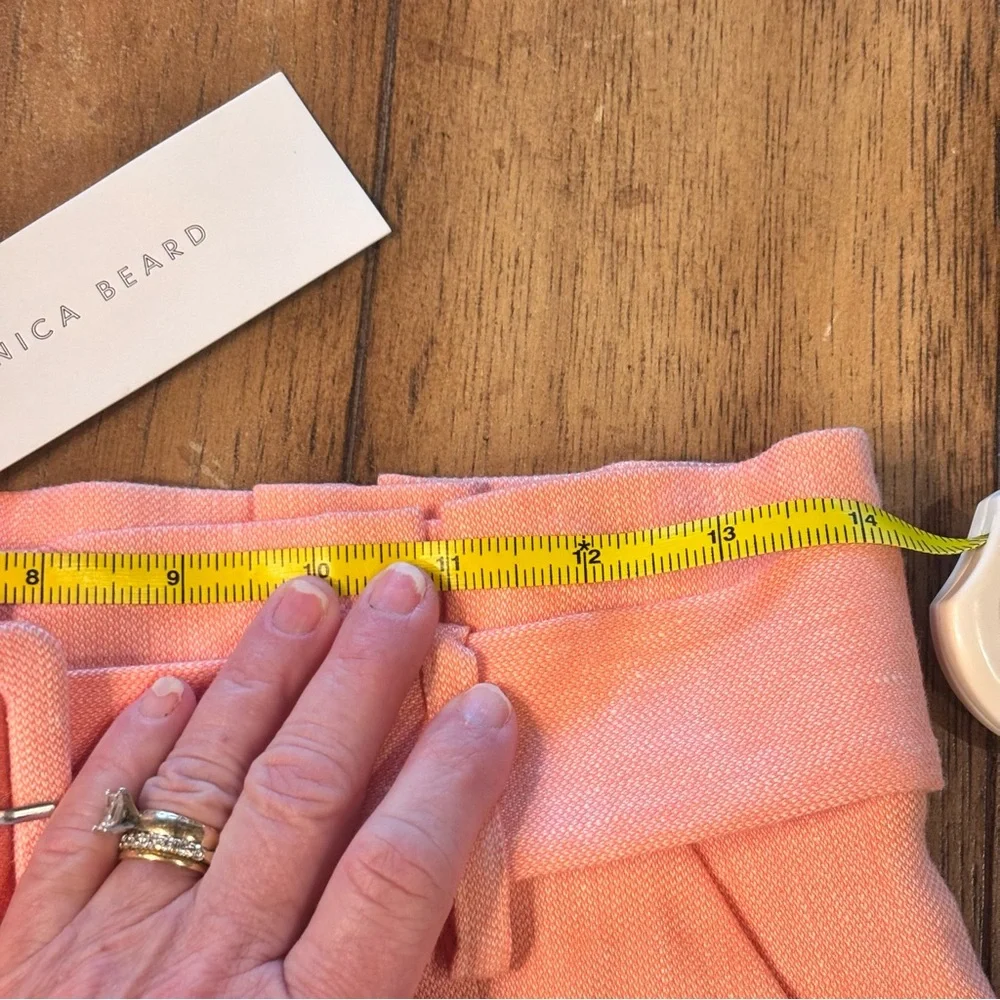 NWT Veronica Beard Ashford Belted Shorts in Heathered Bright Coral , size 6, - Picture 10 of 10